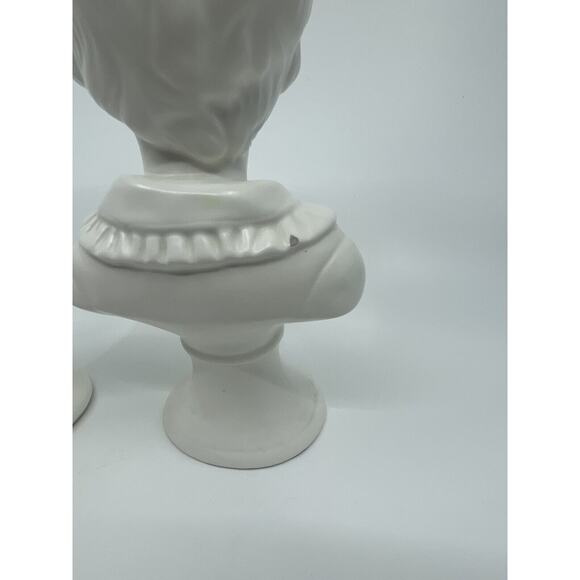 National Potteries Co Pair Statues Girl Boy Bust Japan Set of 2 Napco - Picture 9 of 12